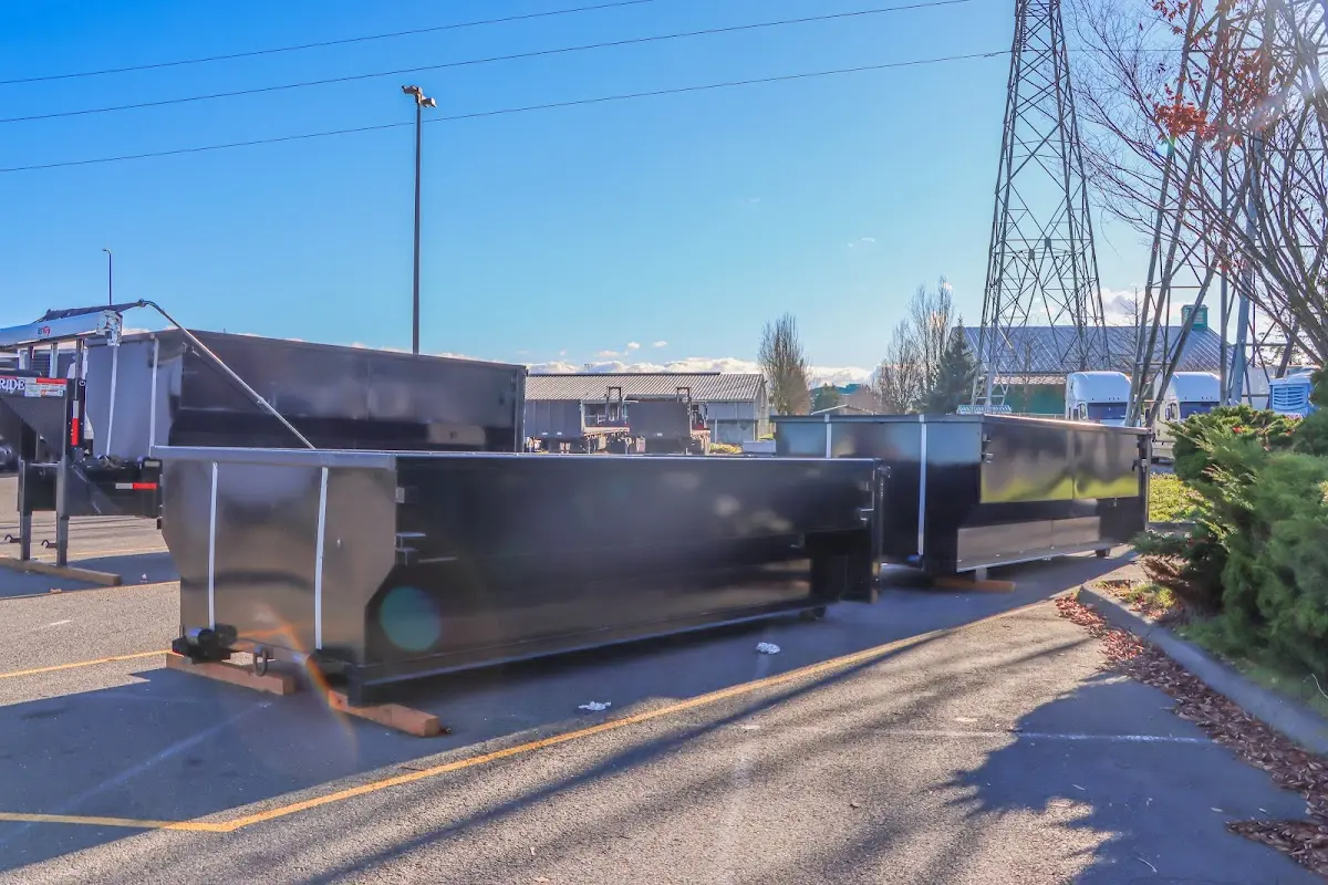 Roll-off dumpster ready for waste disposal at job site for Construction Dumpster Rental in East Niles
